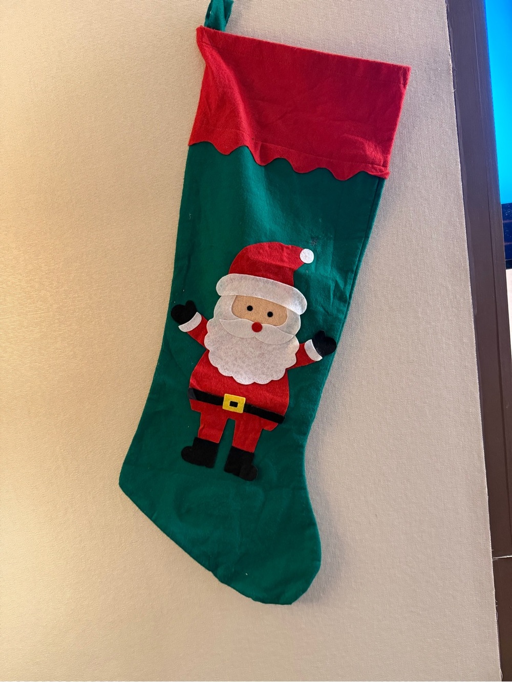 Festive Santa Christmas Stocking - Red and Green Holiday Dรฉcor